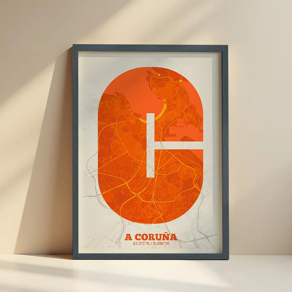 Lámina decorativa de A Coruña – Arte tipográfico moderno