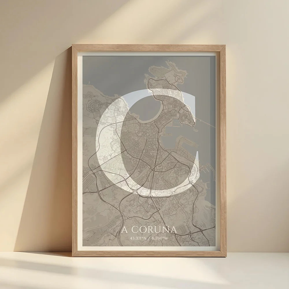 Lámina elegante de A Coruña – Póster minimalista y sofisticado