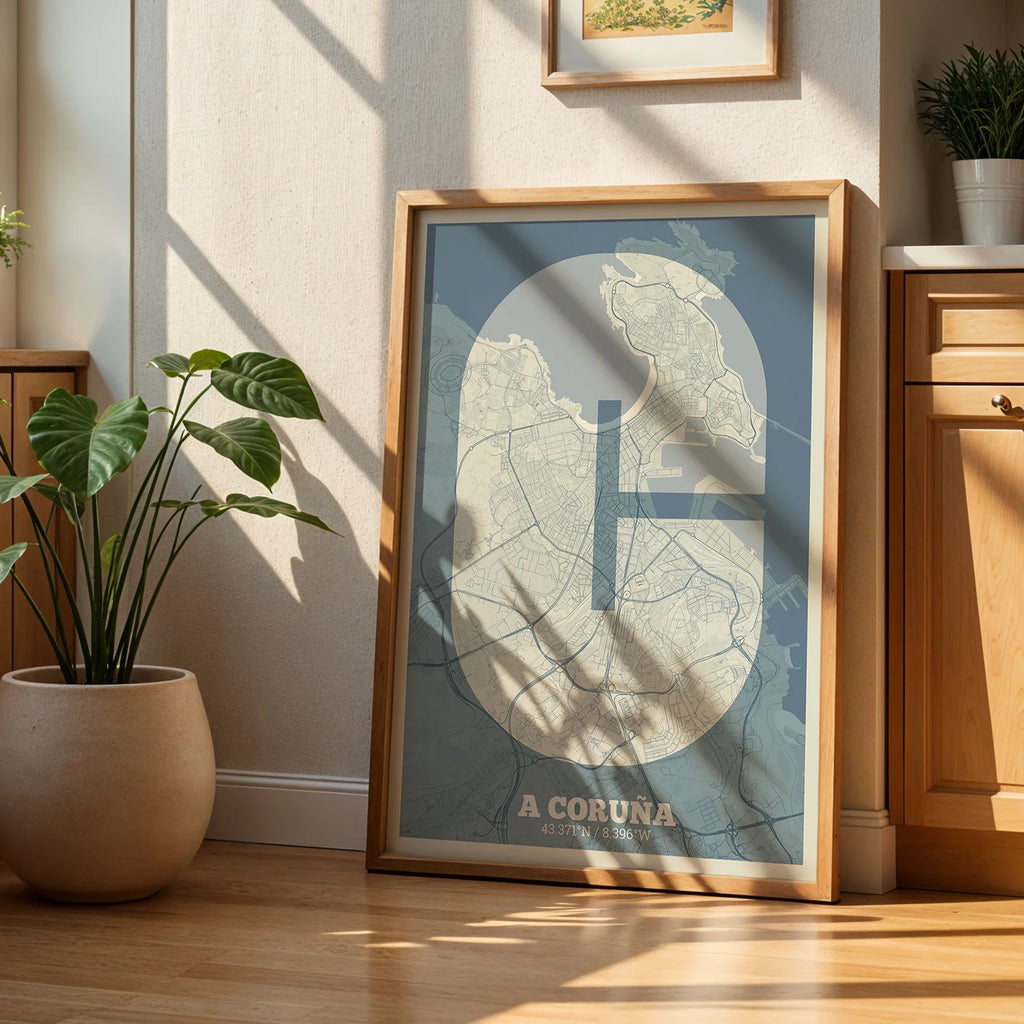 Lámina decorativa de A Coruña – Arte tipográfico moderno