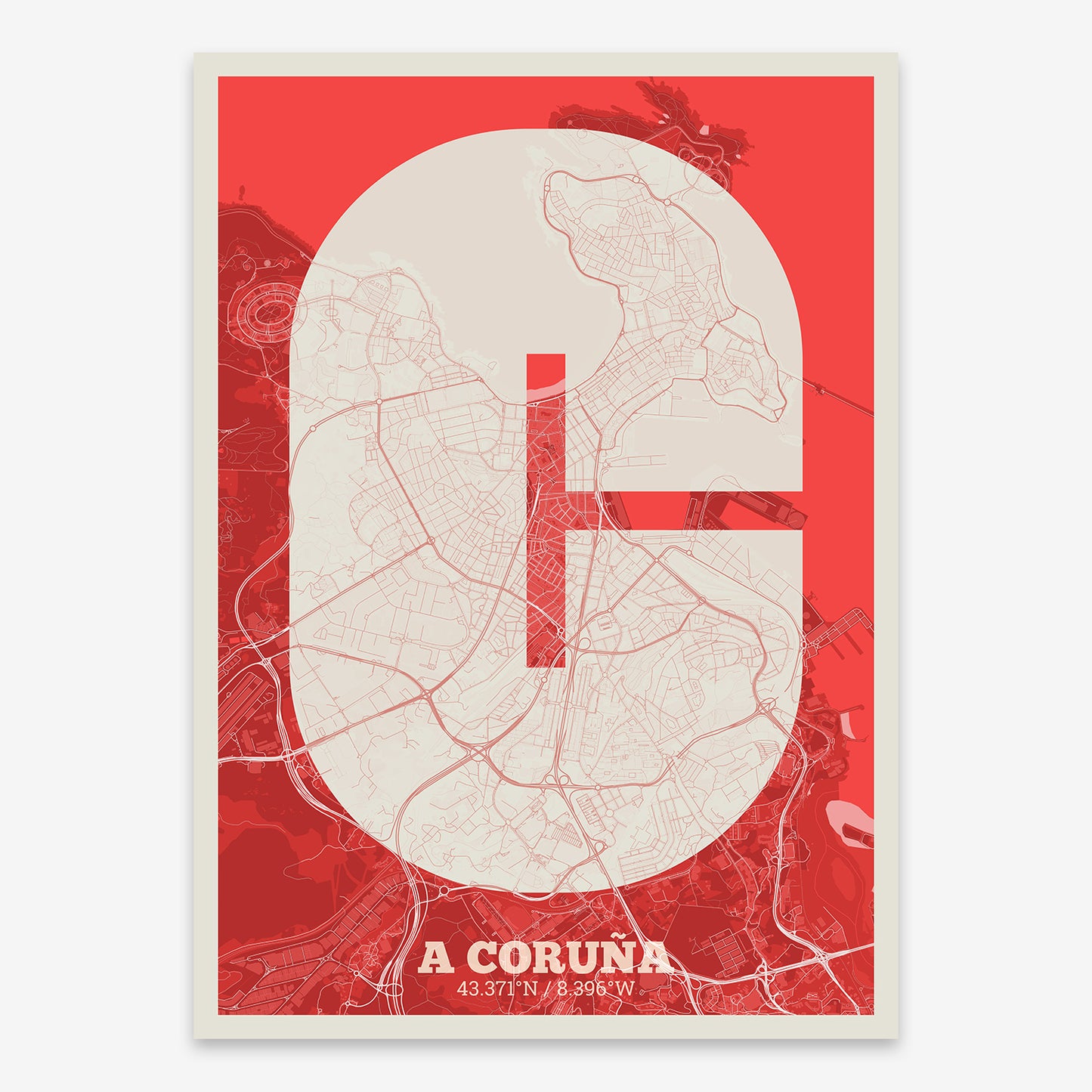 A Coruña Map V02 Boho / No Frame / No