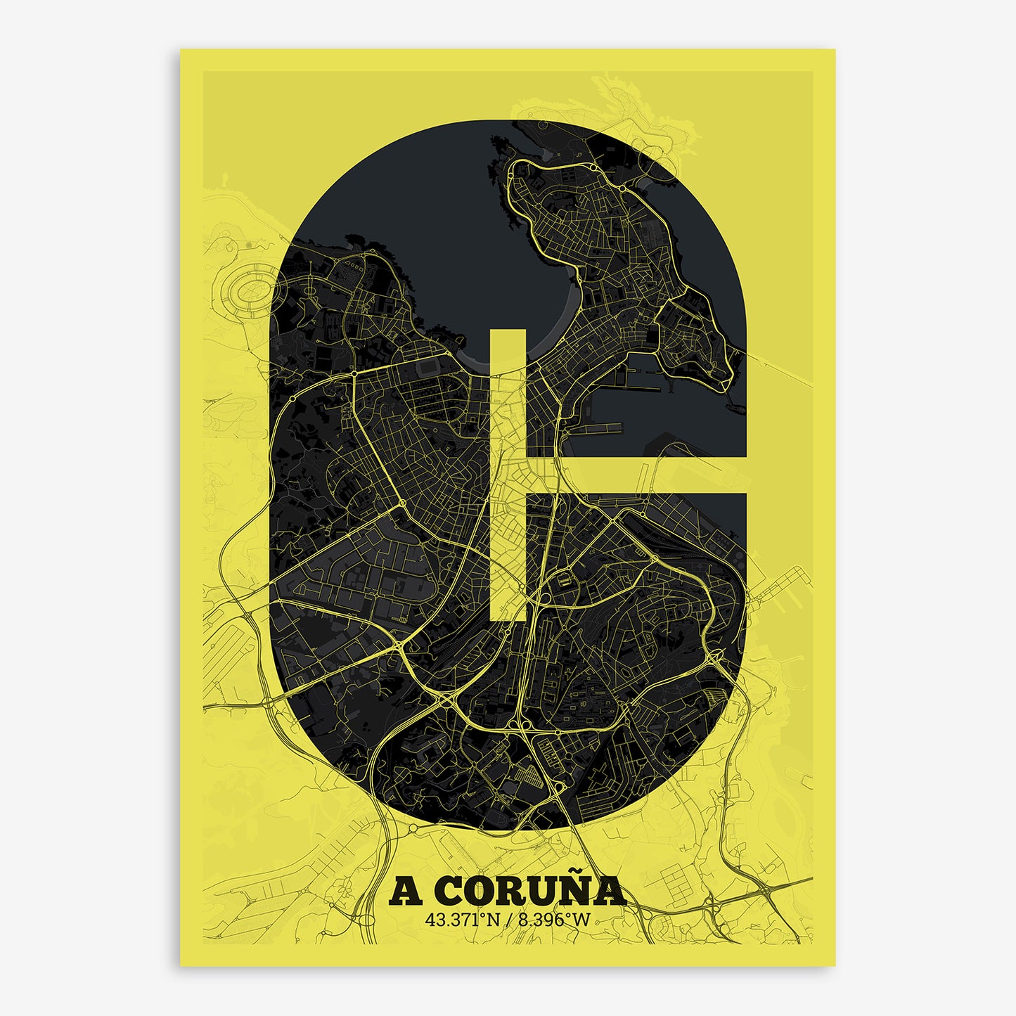 A Coruña Map V02 Night / No Frame / No