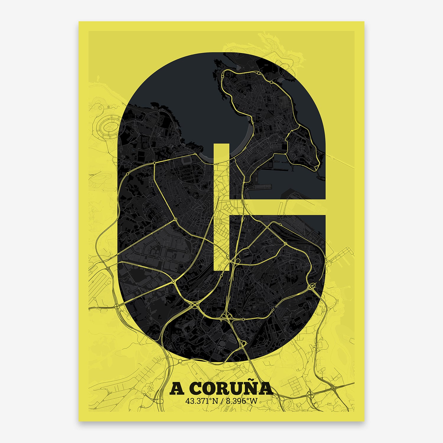 A Coruña Map V02 Night / No Frame / No