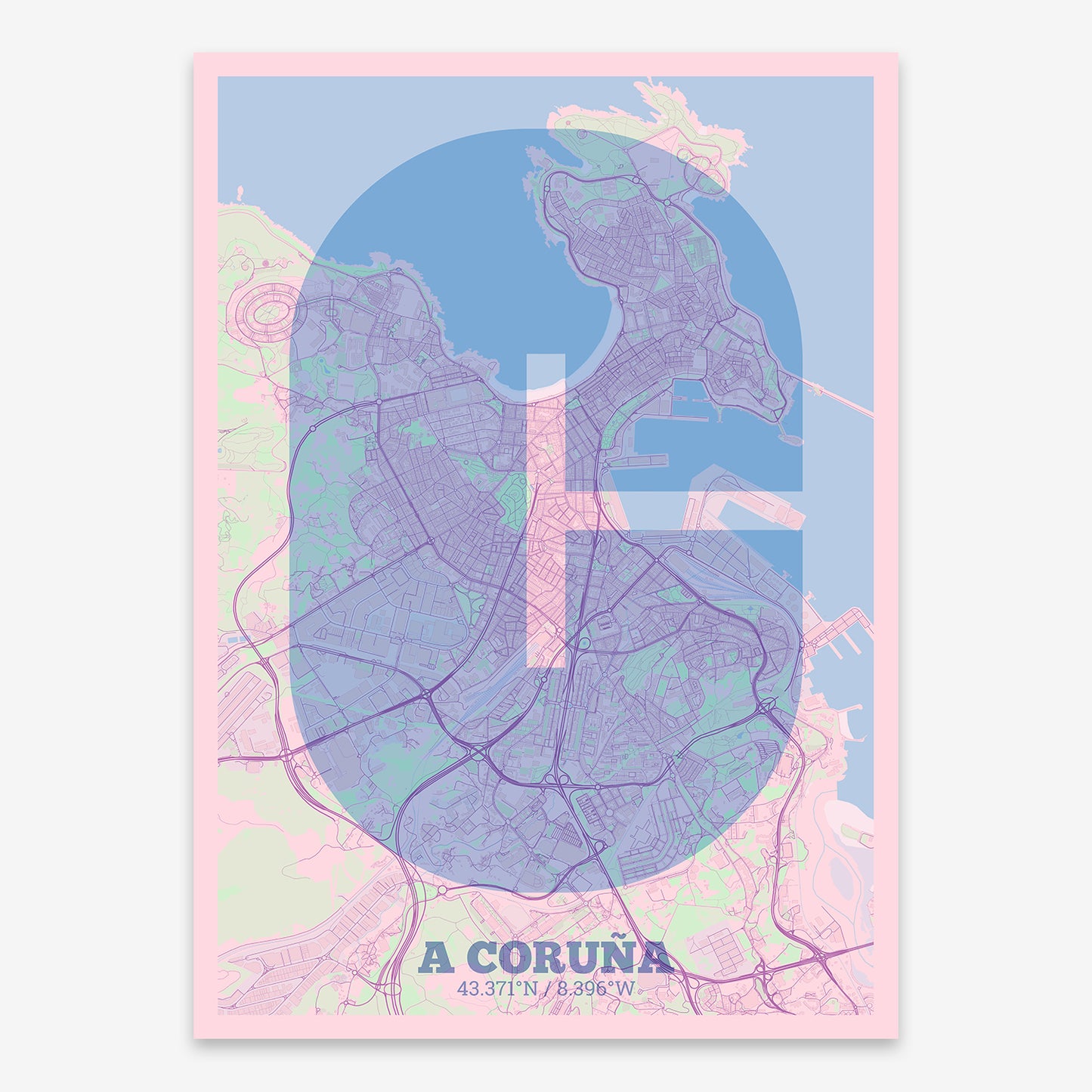 A Coruña Map V02 Nursery / No Frame / No