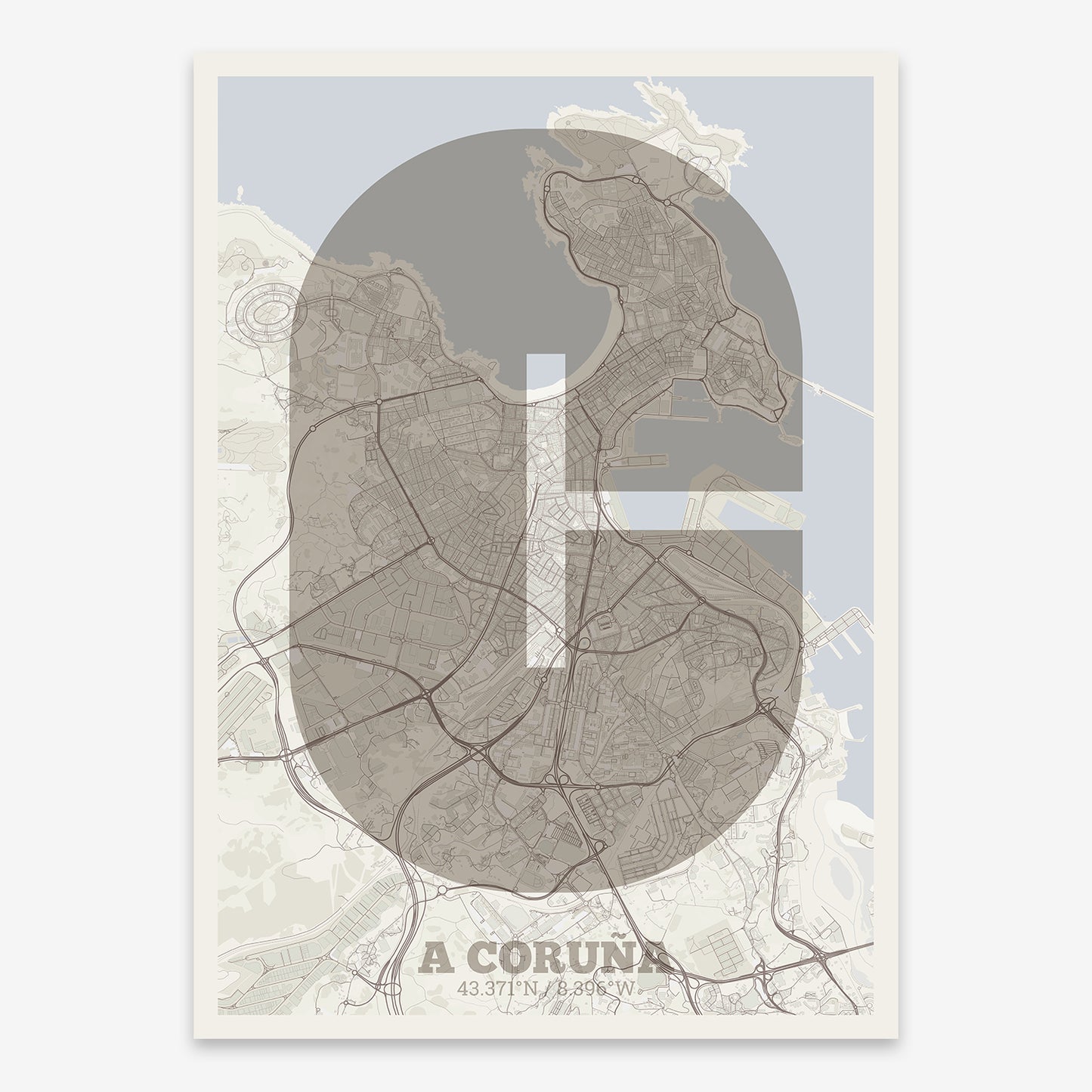 A Coruña Map V02 Rustic / No Frame / No