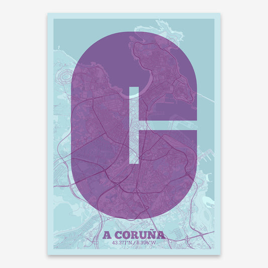 A Coruña Map V02 Shabby / No Frame / No