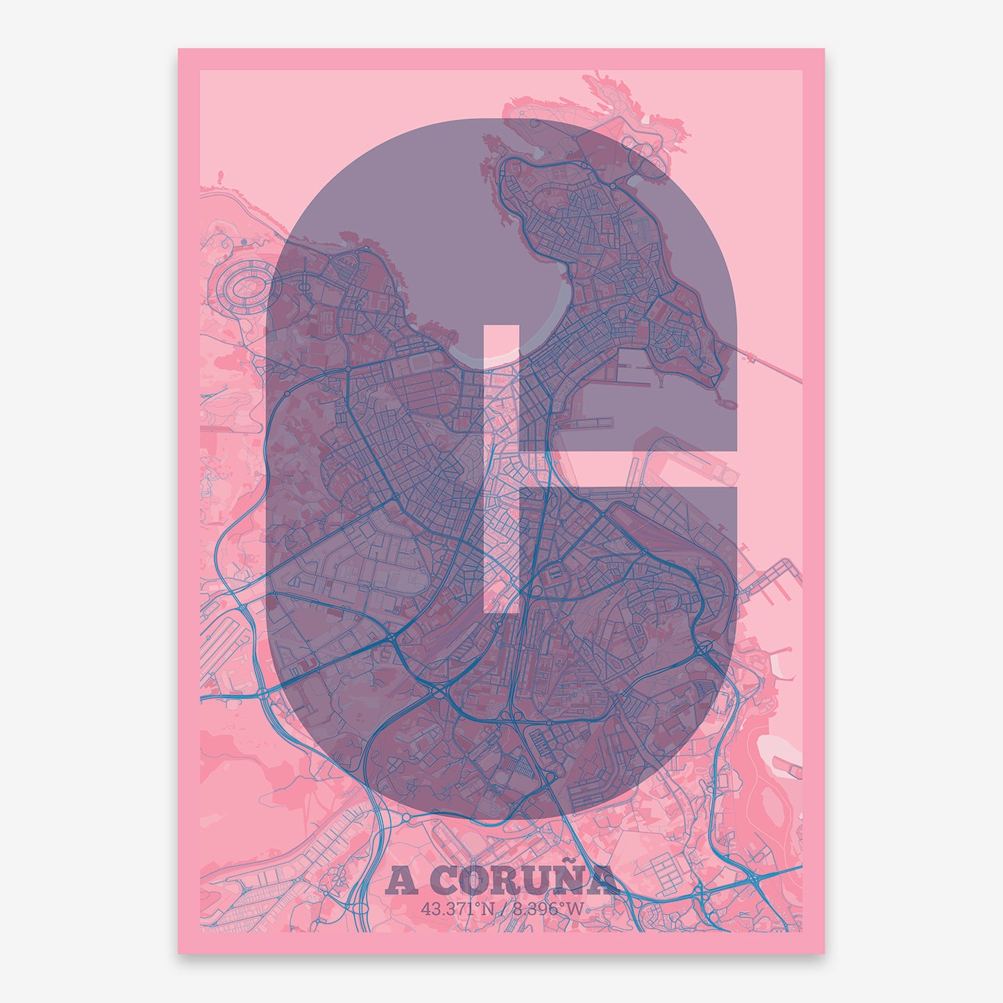 A Coruña Map V02 Tuscan / No Frame / No