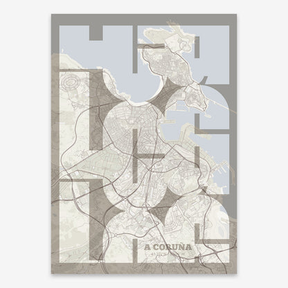 A Coruña Map V03 Rustic / No Frame / No