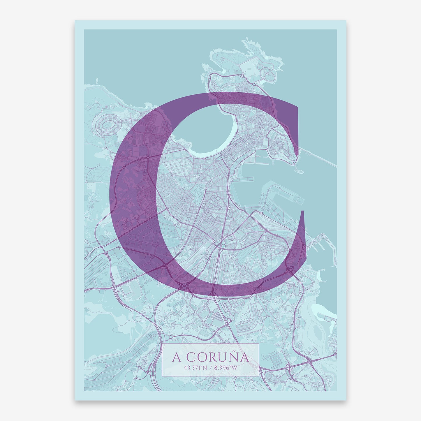 A Coruña Map V06 Shabby / No Frame / No