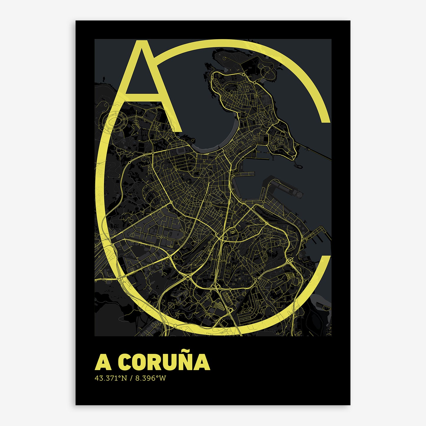 A Coruña Map V07 Night / No Frame / No