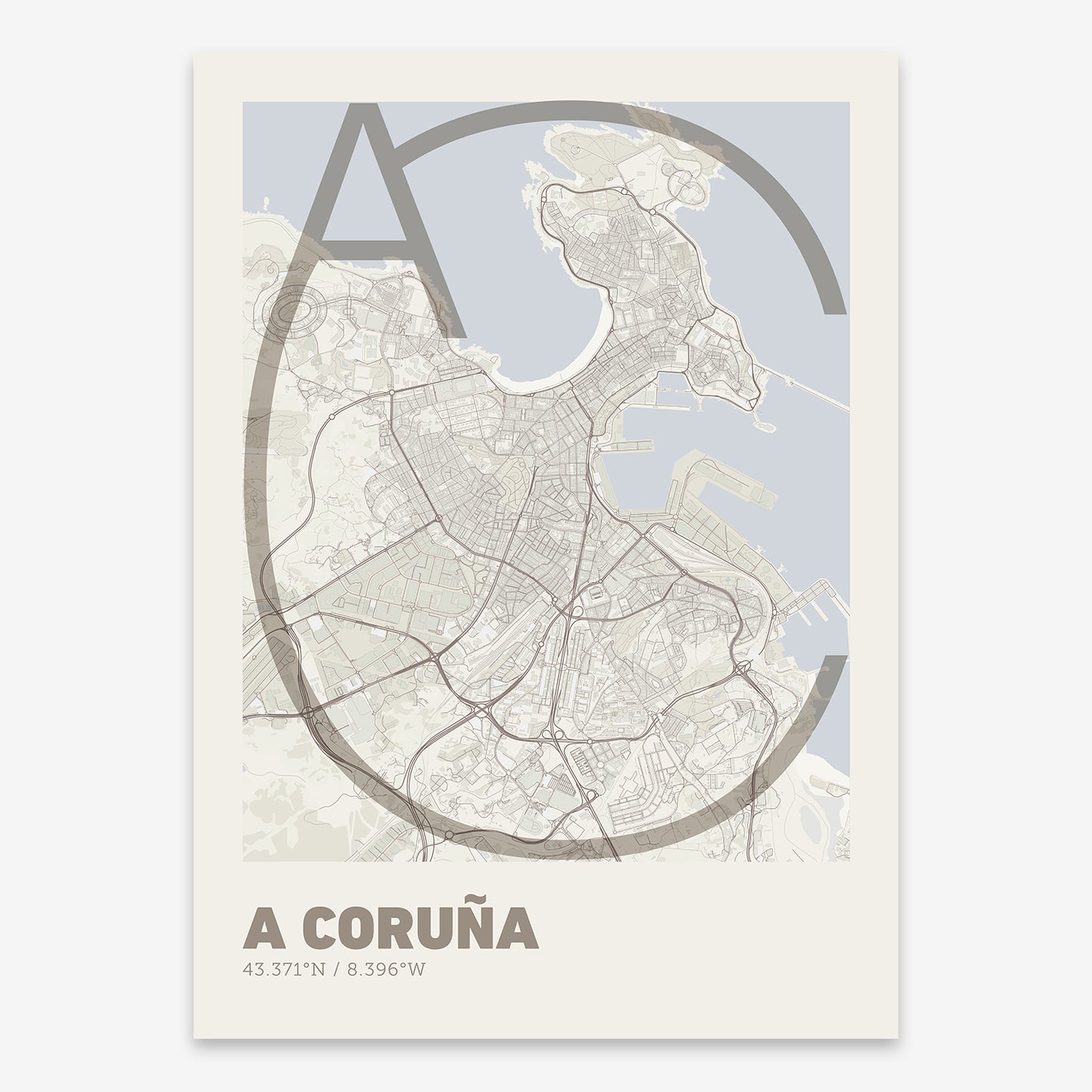 A Coruña Map V07 Rustic / No Frame / No