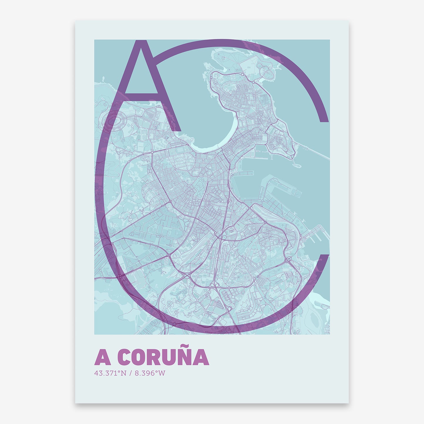 A Coruña Map V07 Shabby / No Frame / No