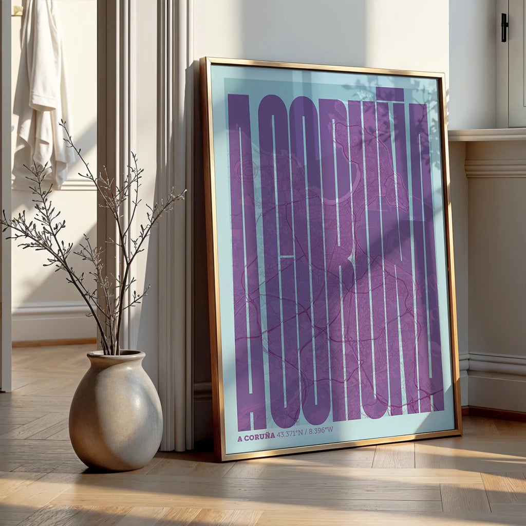 Recuerdo gráfico de A Coruña – Lámina tipográfica contemporánea