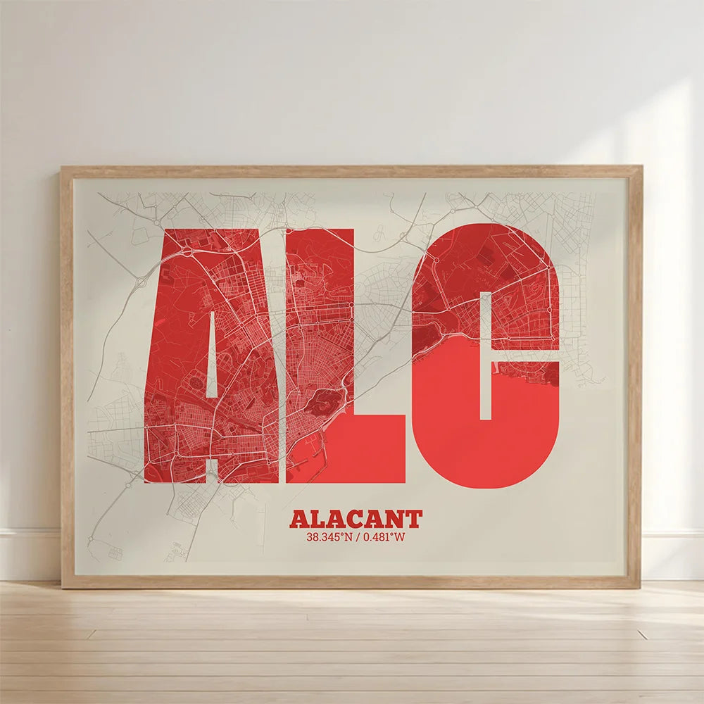 Decorative print of Alacant – Modern typographic art