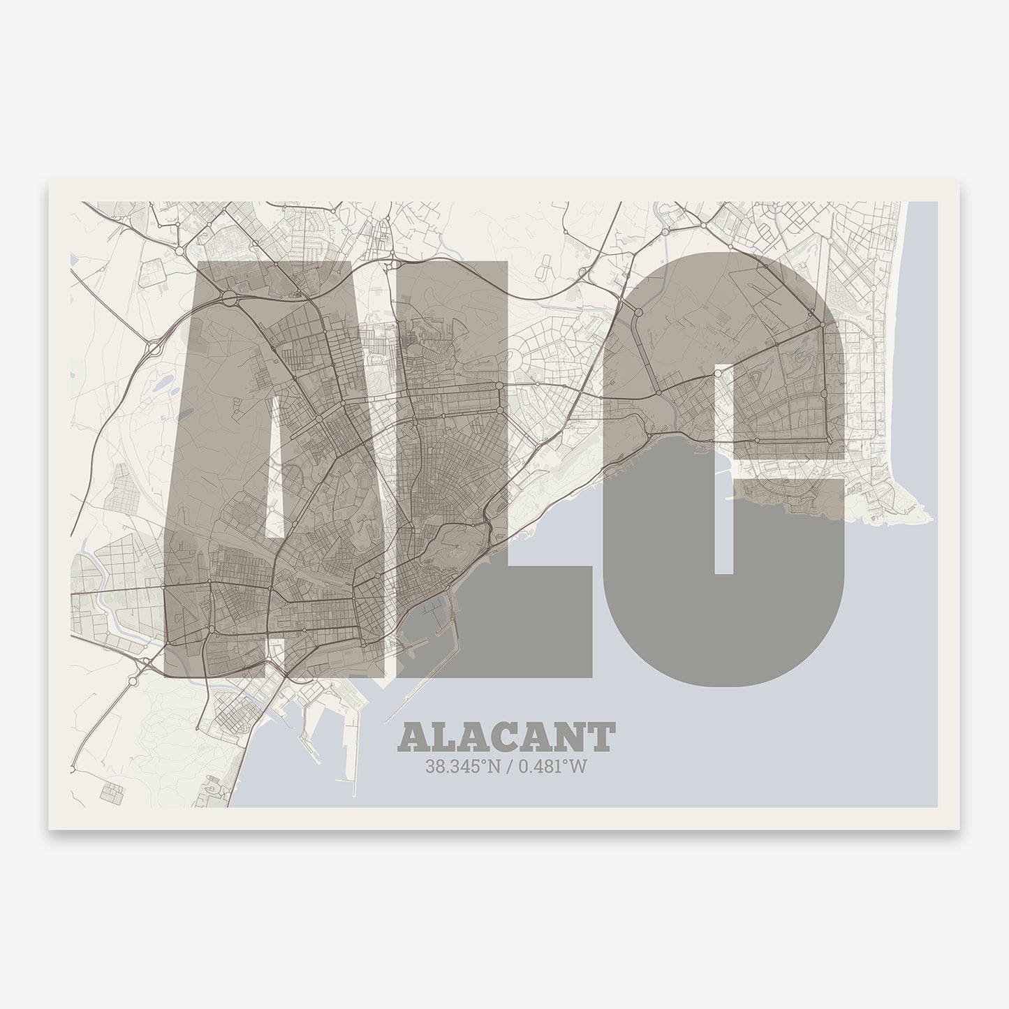 Alacant Map V02 Rustic / No Frame / No