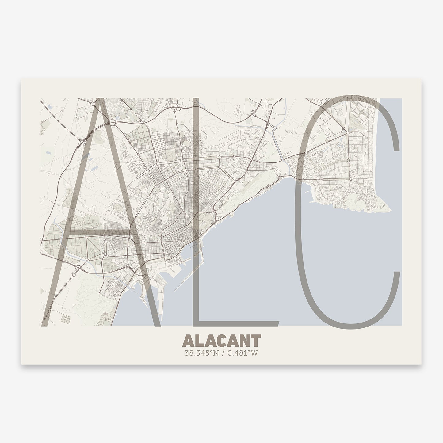 Alacant Map V07 Rustic / No Frame / No