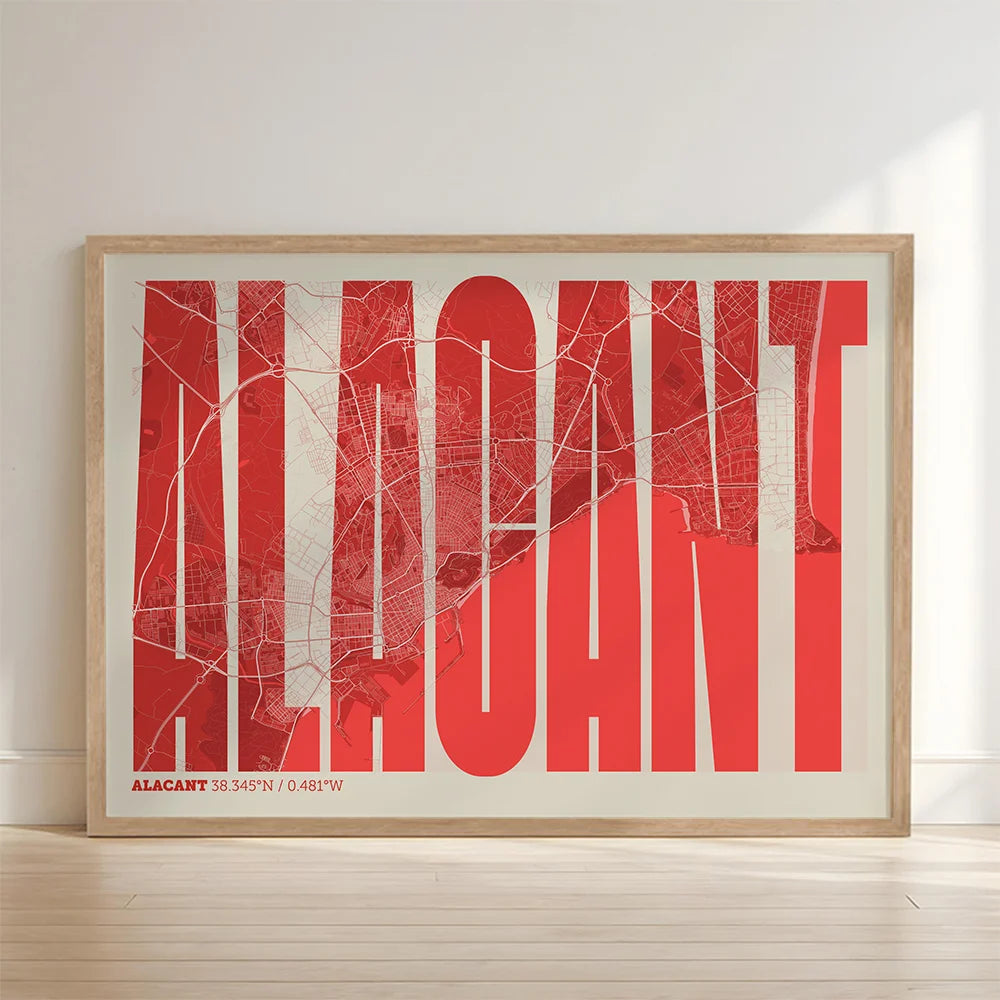 Graphic souvenir of Alacant – Contemporary typographic print