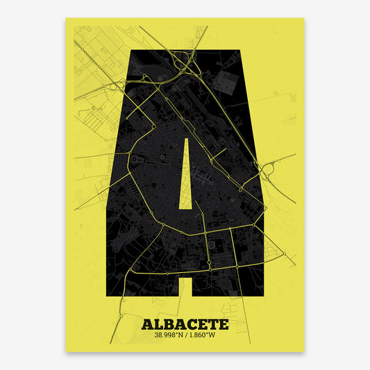 Albacete Map V02 Night / Frame / Yes