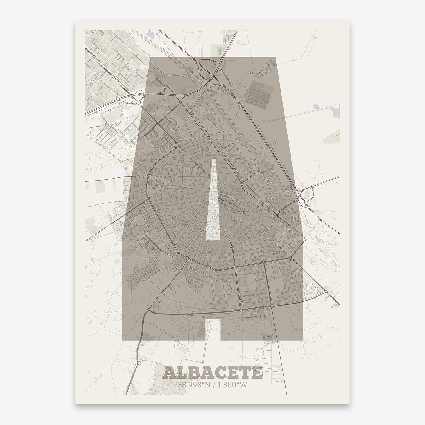 Albacete Map V02 Rustic / No Frame / No