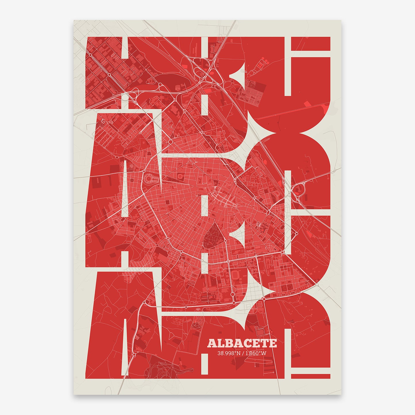 Albacete Map V03 Boho / Frame / Yes