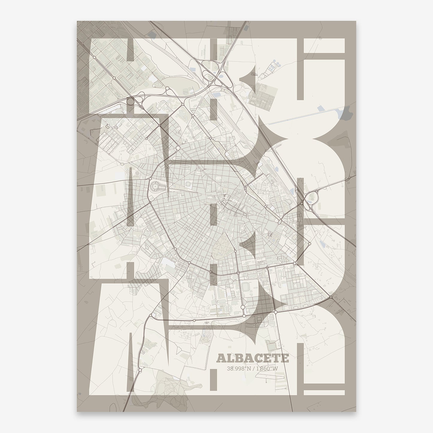 Albacete Map V03 Rustic / No Frame / No