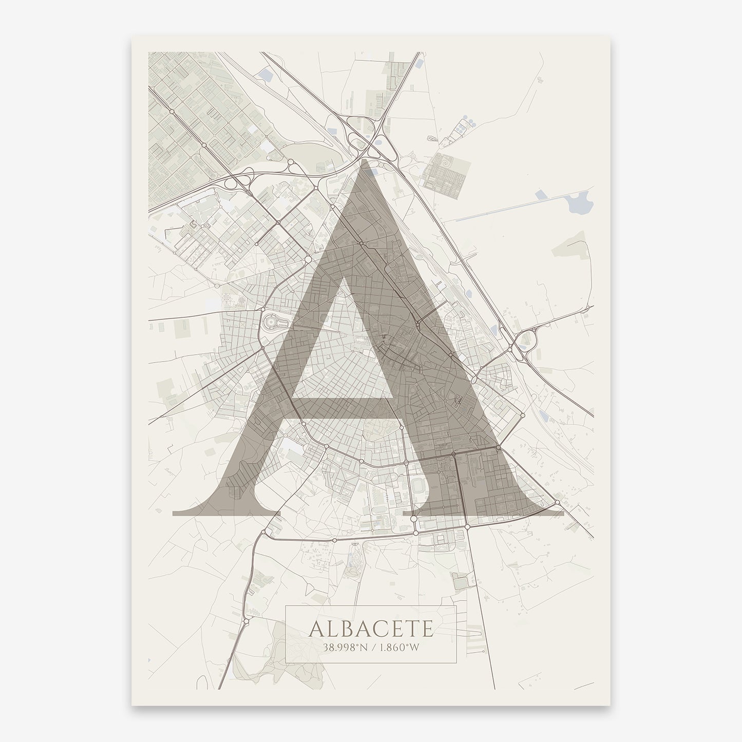 Albacete Map V06 Rustic / Frame / No