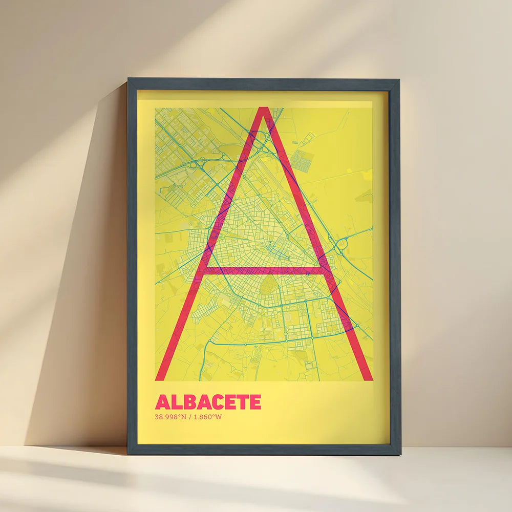 Decorative poster of Albacete – Ultra-fine typographic art