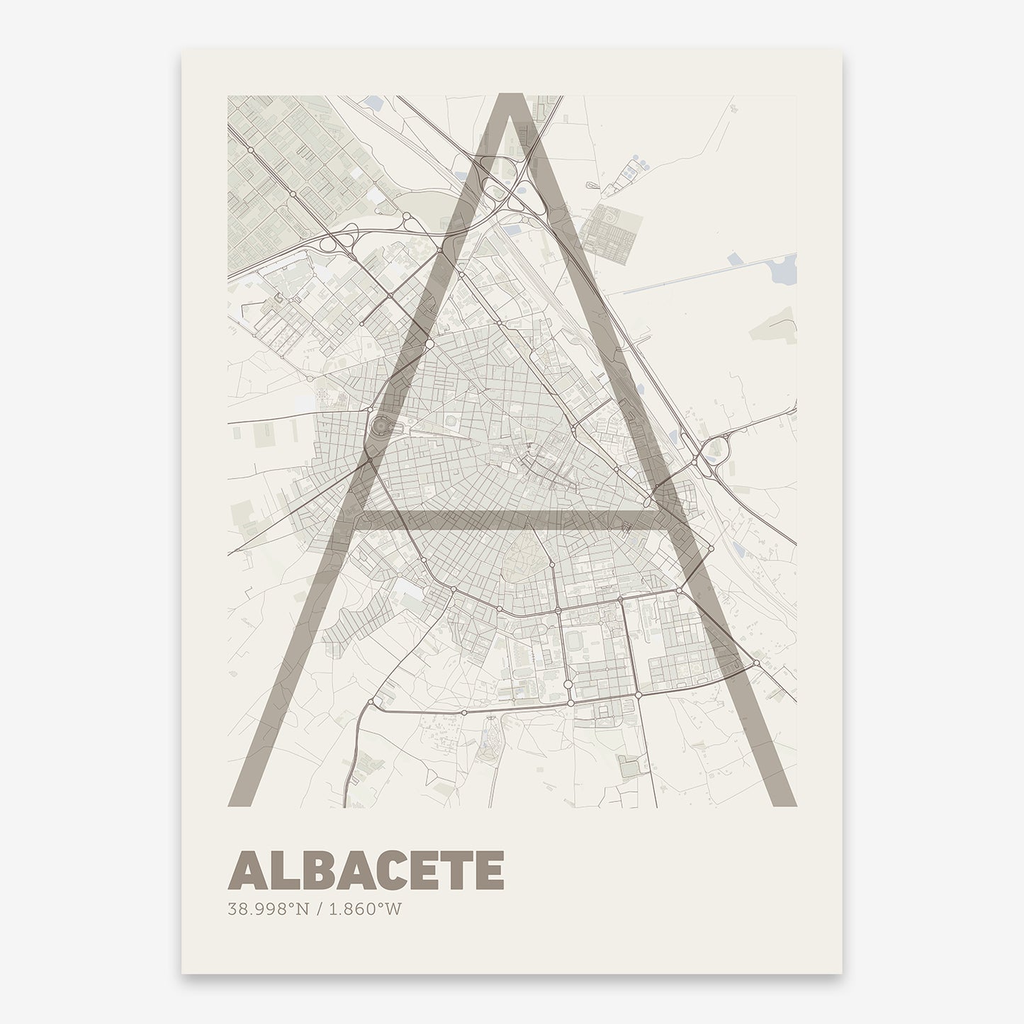 Albacete Map V07 Rustic / No Frame / No