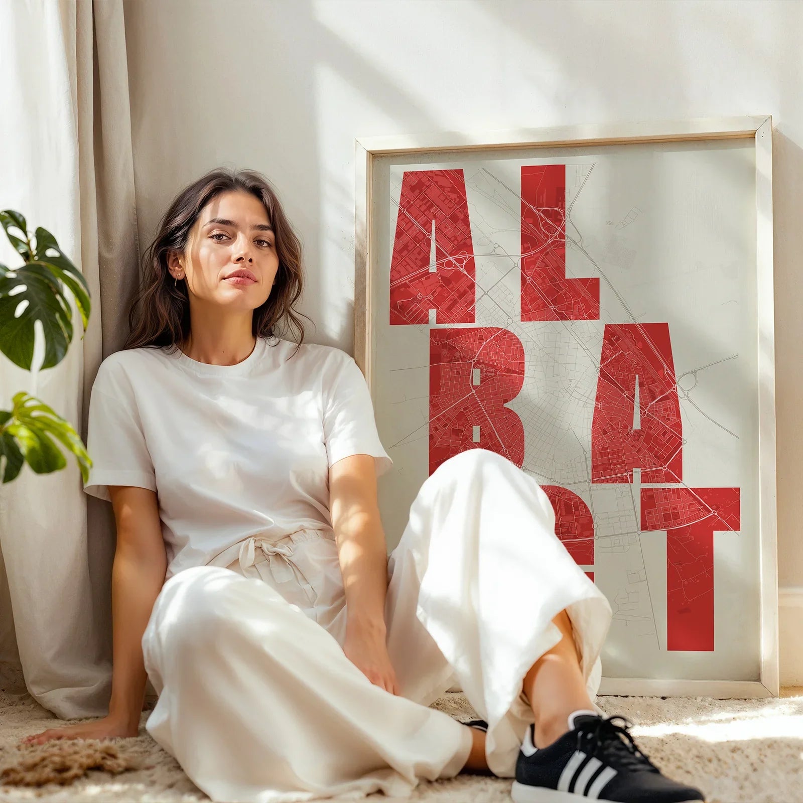 Lámina creativa de Albacete – Diseño gráfico y tipografía sobre mapa