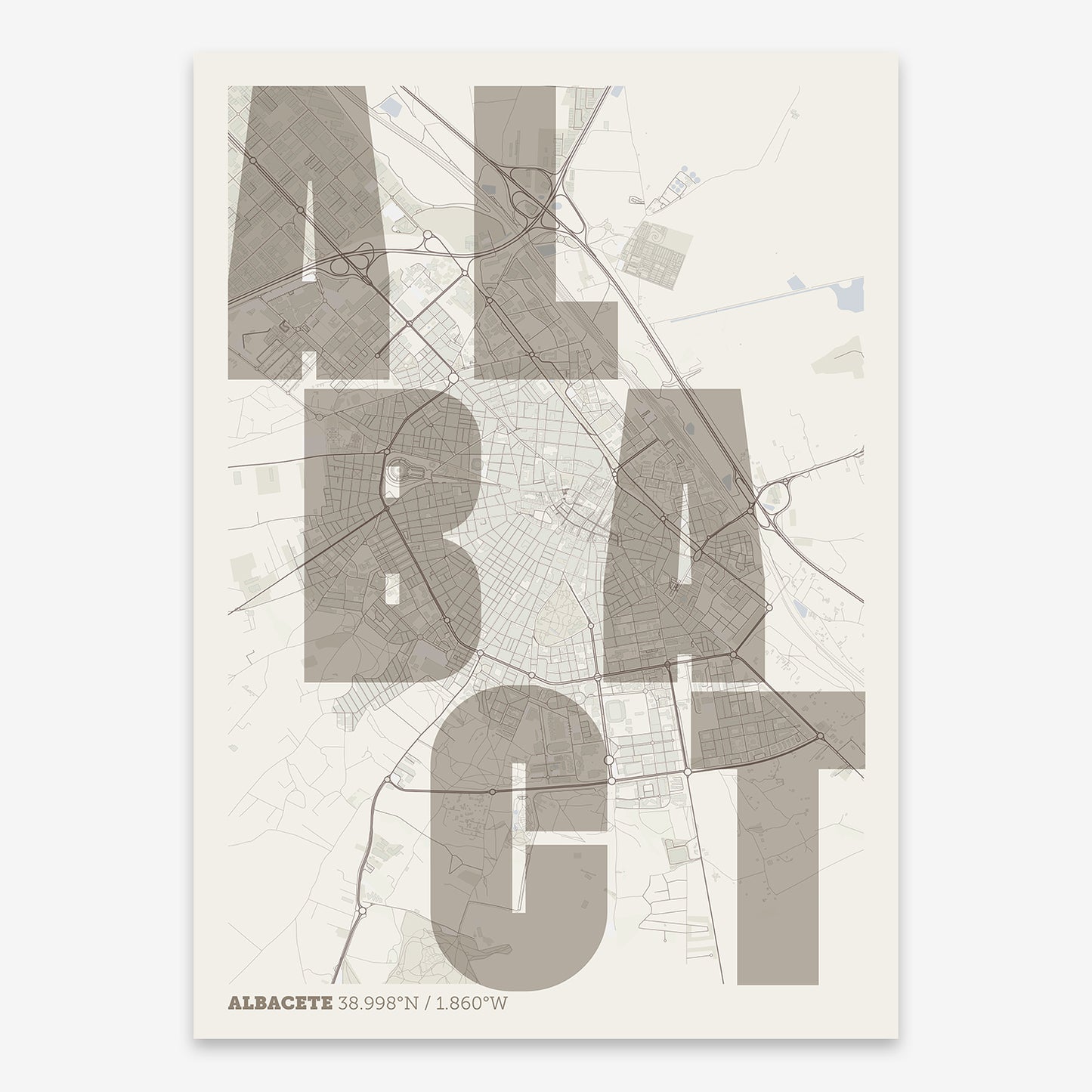 Albacete Map V08 Rustic / Frame / Yes