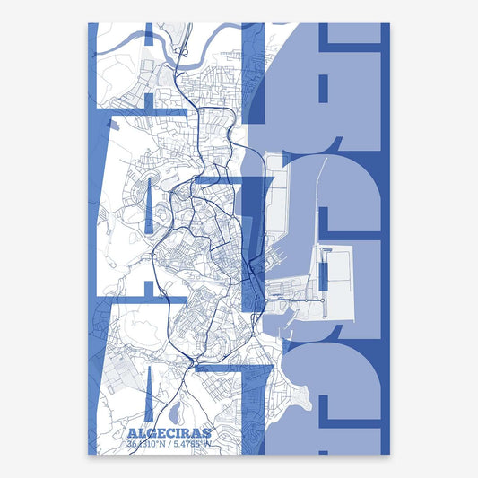 Ilustración de Algeciras con tipografía geométrica – "Las Letras Inseparables"