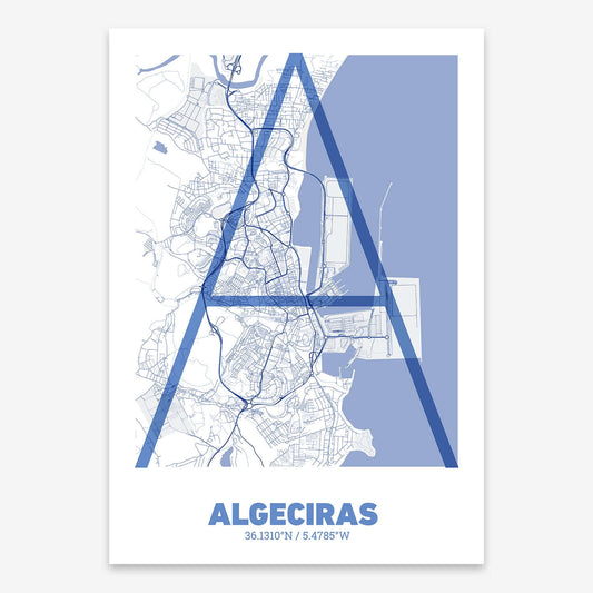 Decorative poster of Algeciras – Ultra-fine typographic art