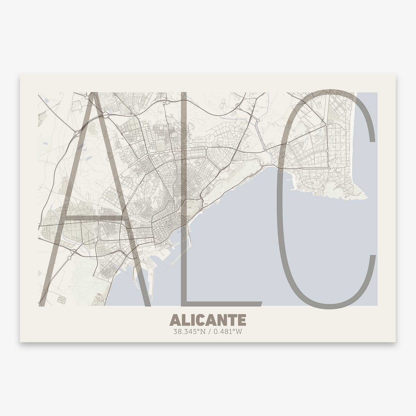 Alicante Map V07 Rustic / No Frame / No