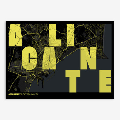 Alicante Map V08 Night / No Frame / No