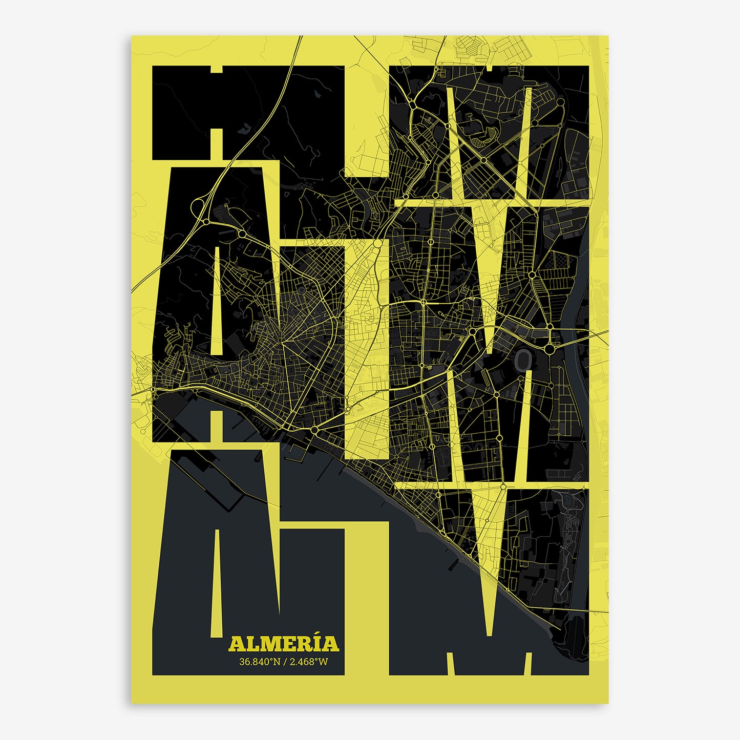 Almeria Map V03 Night / Frame / No