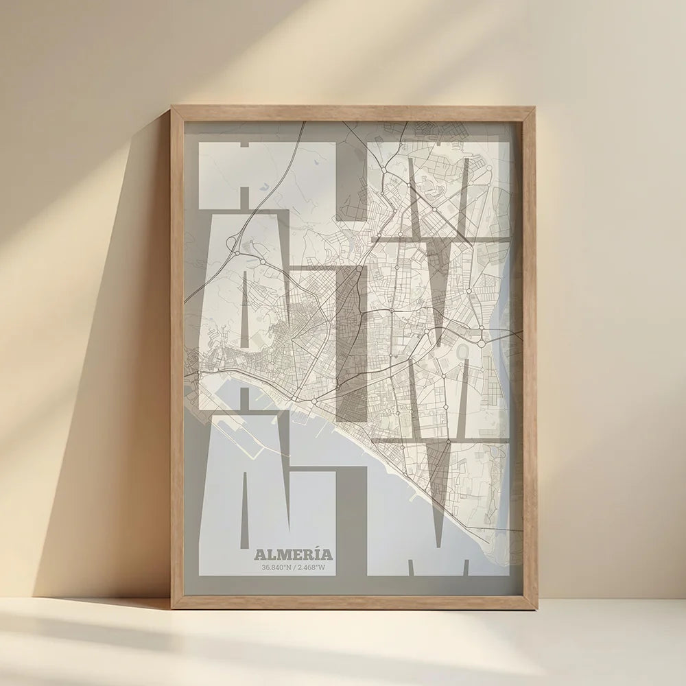 Artistic poster of Almería with geometric typography - Personalized decoration