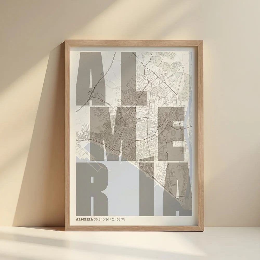 Creative print of Almería – Graphic design and typography on a map