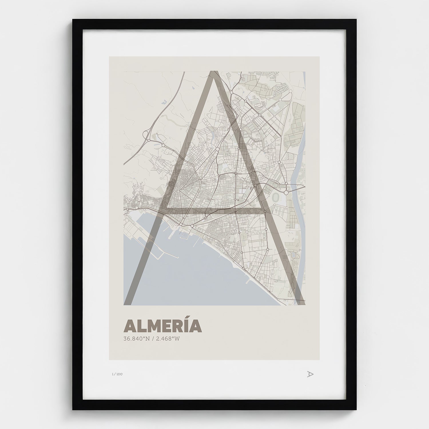 Lámina tipográfica de Almeria – diseño Ultrafina, marco negro