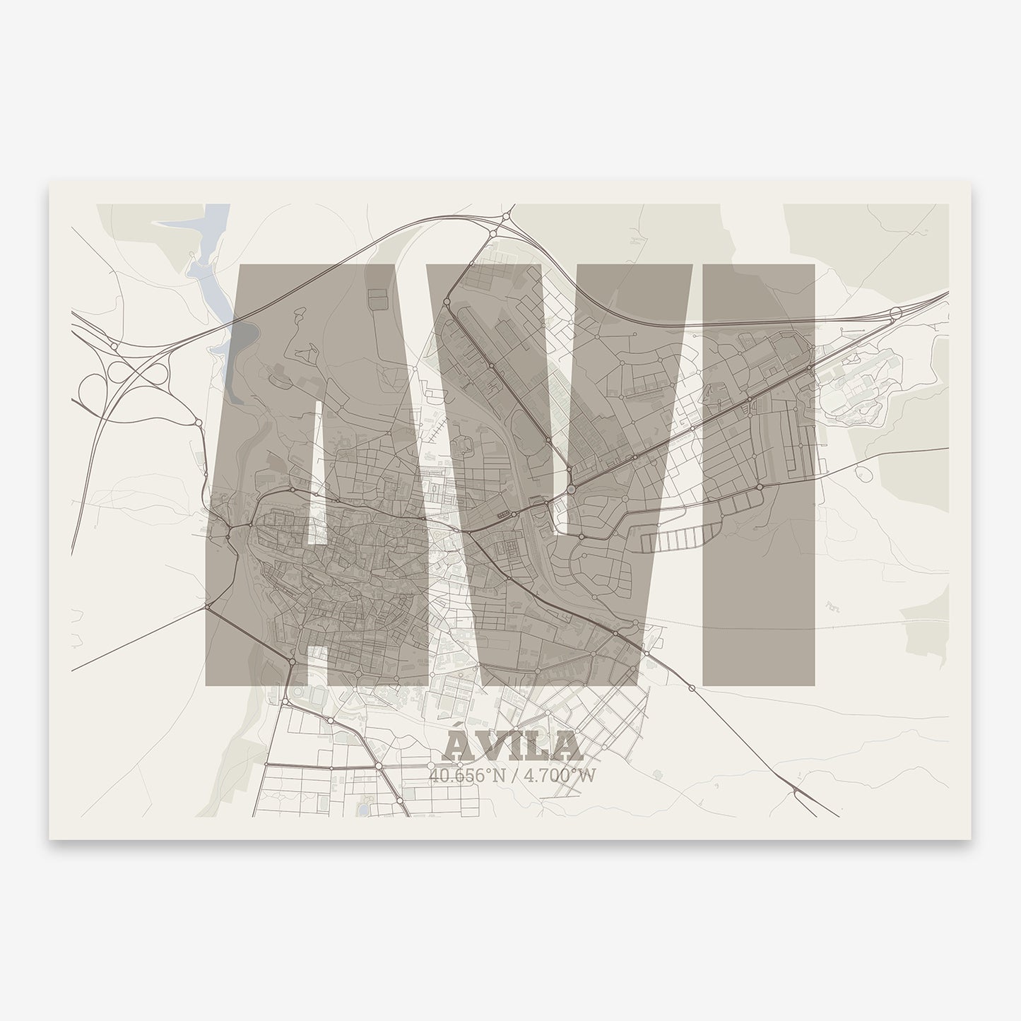 Avila Map V02 Rustic / No Frame / No