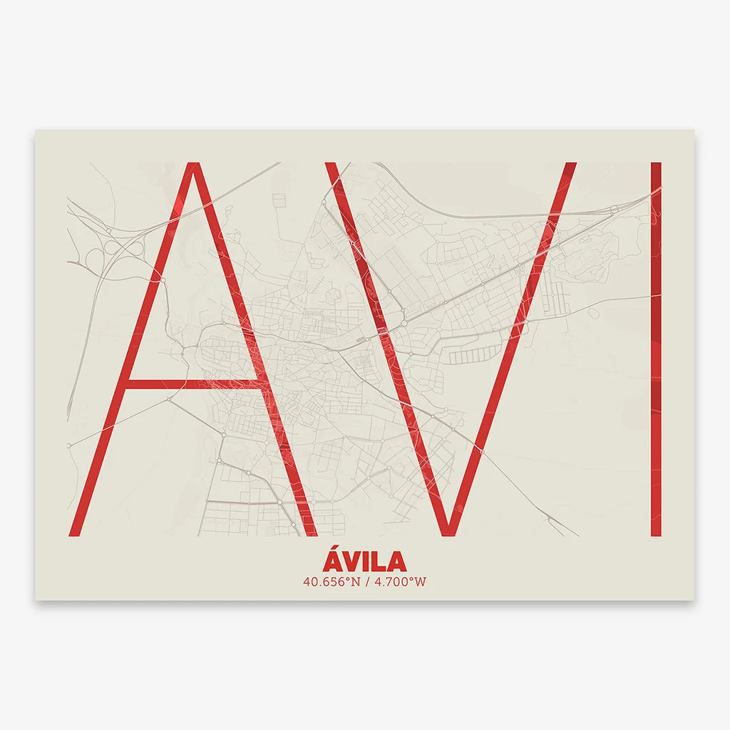 Poster of  composed with letters in extra light font printed on red and an off-white background