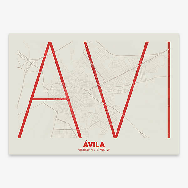 Poster of  composed with letters in extra light font printed on red and an off-white background