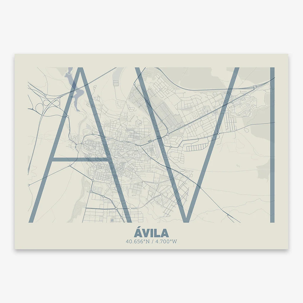 Poster of  composed with letters in extra light font printed on bluish gray and an off-white background