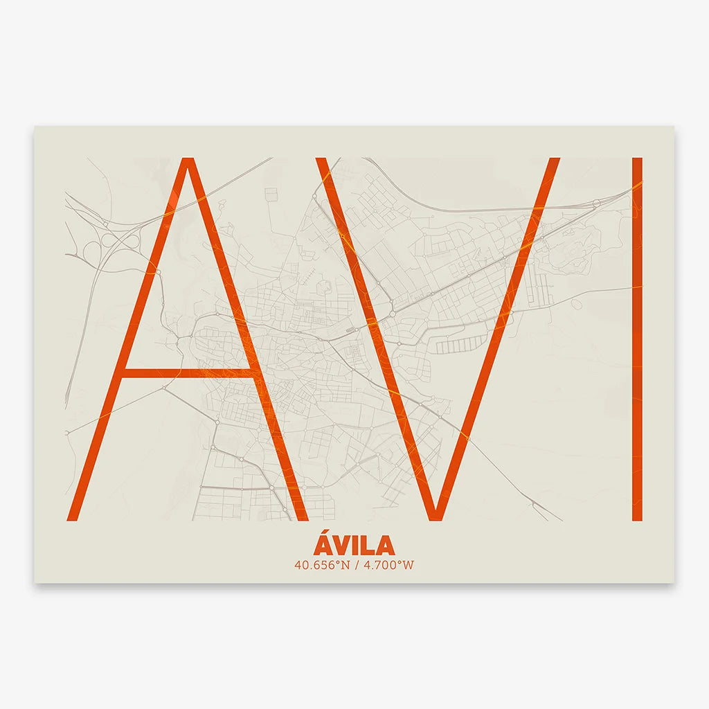 Poster of  composed with letters in extra light font printed on orange and an off-white background