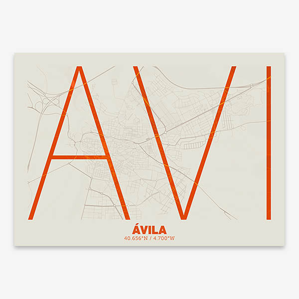 Poster of  composed with letters in extra light font printed on orange and an off-white background