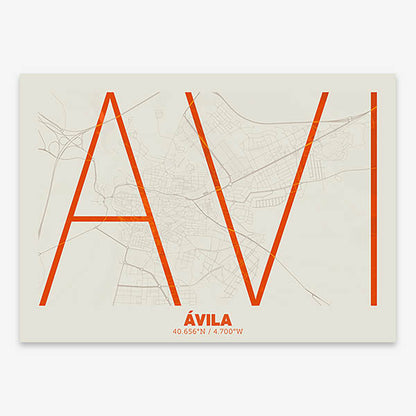 Poster of  composed with letters in extra light font printed on orange and an off-white background