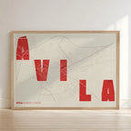 Creative print of Ávila – Graphic design and typography on a map