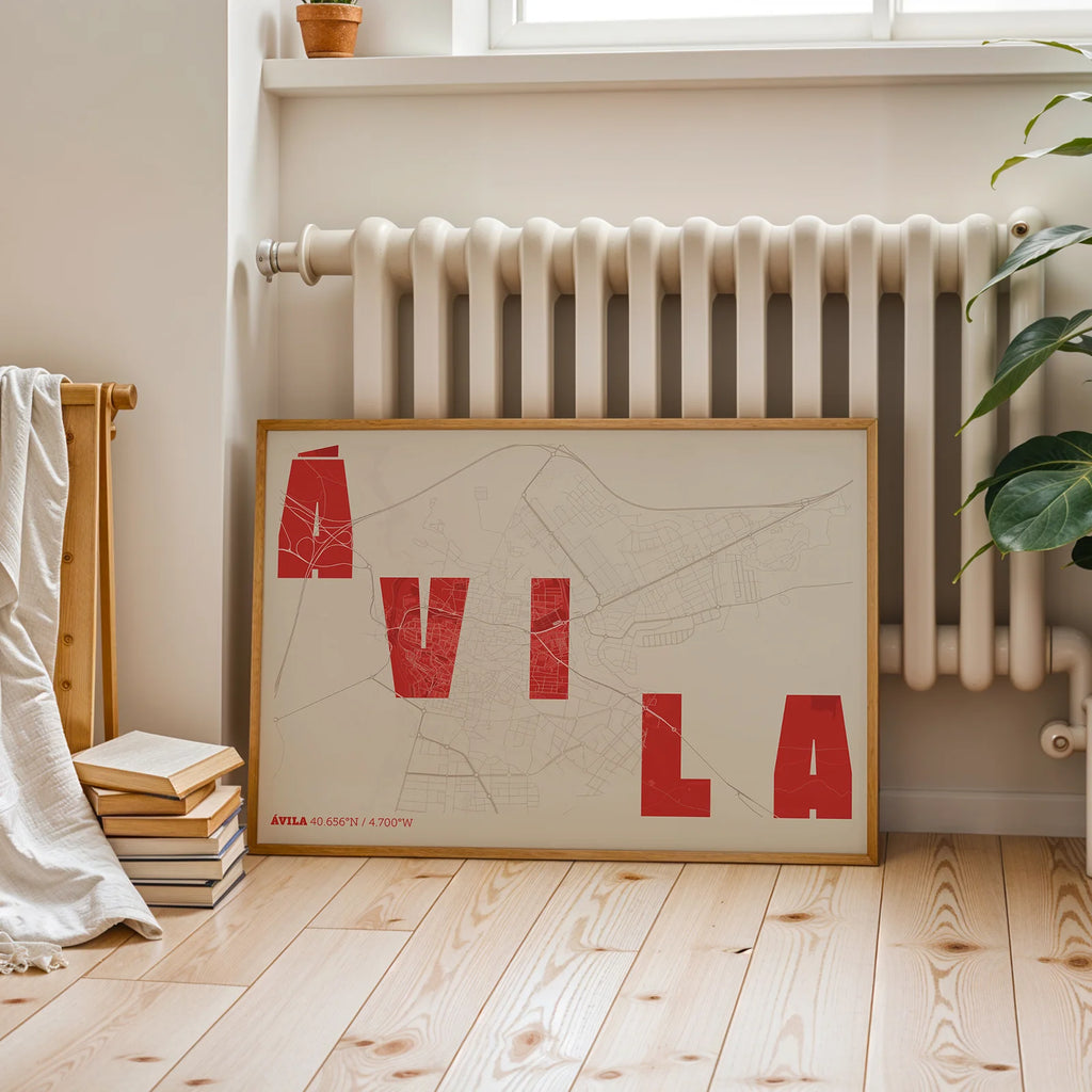 Creative print of Ávila – Graphic design and typography on a map