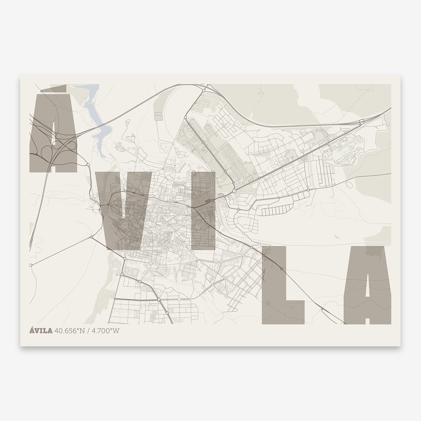 Avila Map V08 Rustic / No Frame / No