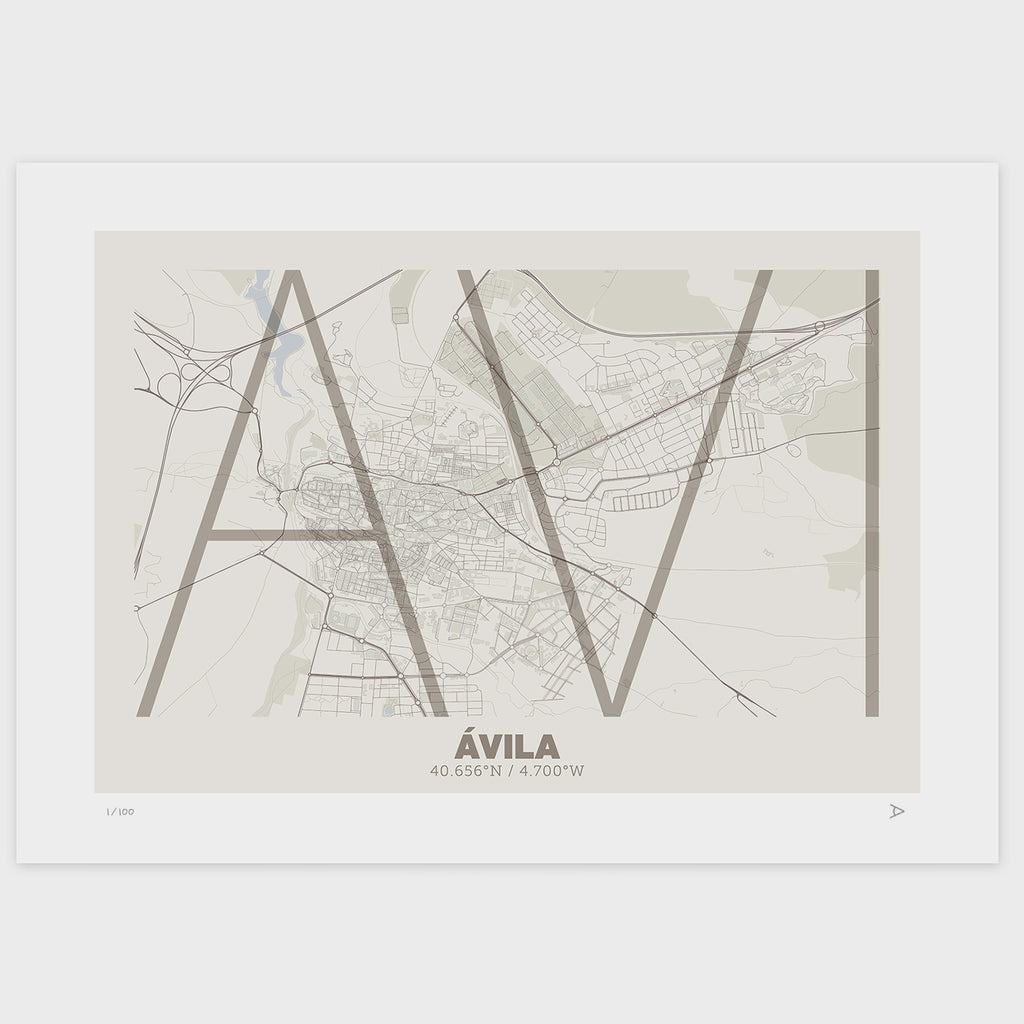 Lámina tipográfica de Avila – diseño Ultrafina, sin marco sobre papel