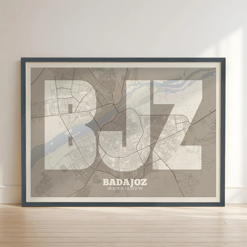 Lámina decorativa de Badajoz – Arte tipográfico moderno