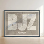 Lámina decorativa de Badajoz – Arte tipográfico moderno